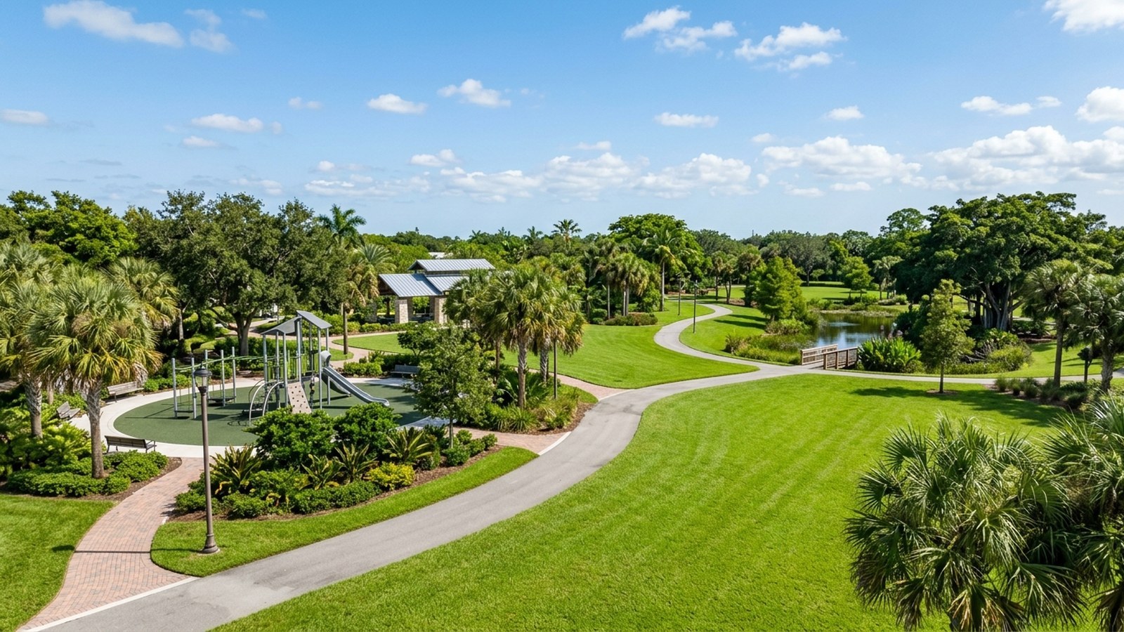 Community volunteers working together on a project in a sunny South Florida park
