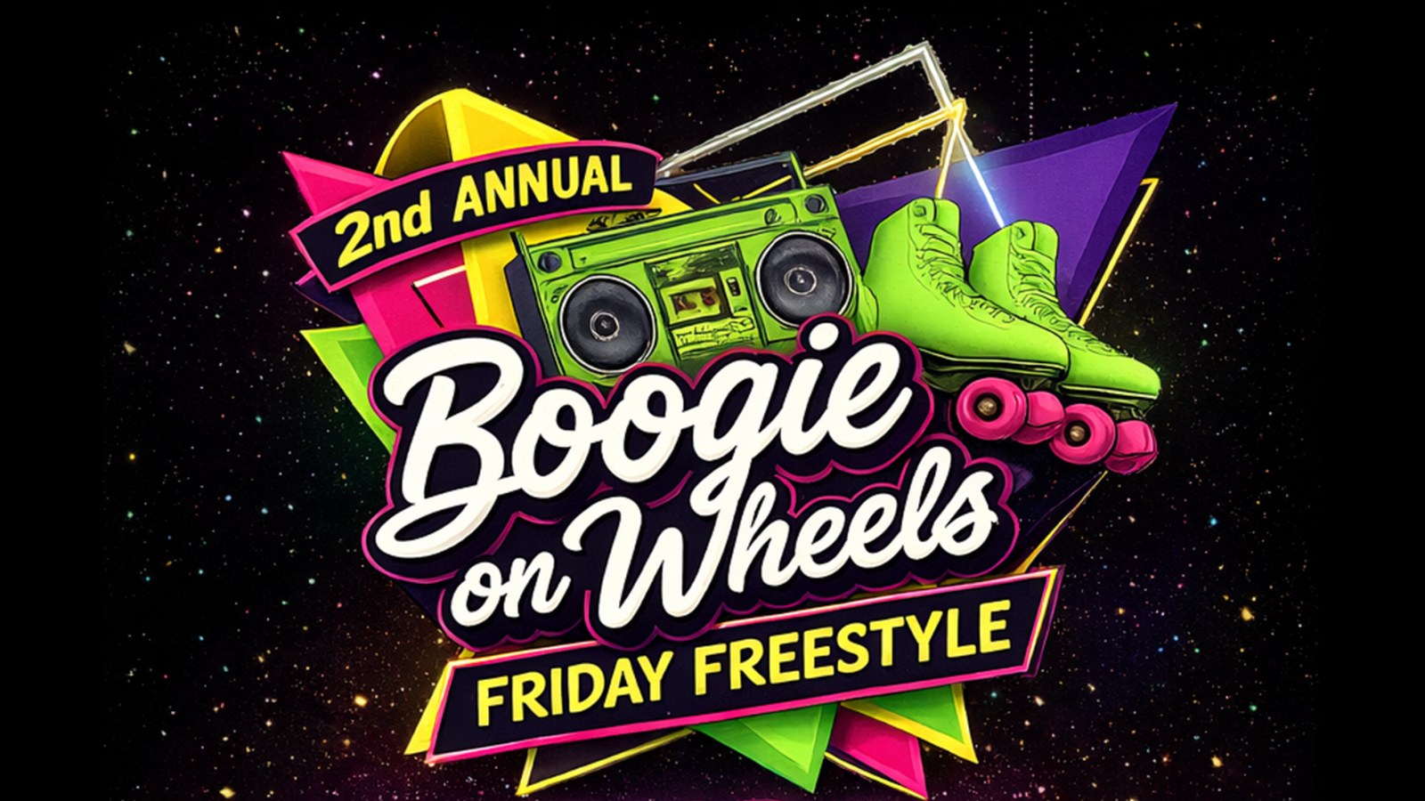 Boogie on Wheels — Family rollerskating event flyer (top), Charles F. Dodge City Center, Pembroke Pines