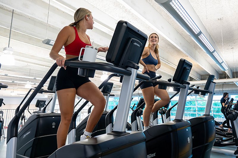 NSU students using exercise equipment at the RecPlex fitness center at Nova Southeastern University in Fort Lauderdale, Florida