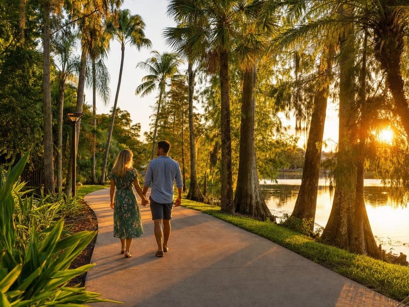 Lush green park trail in Pembroke Pines
